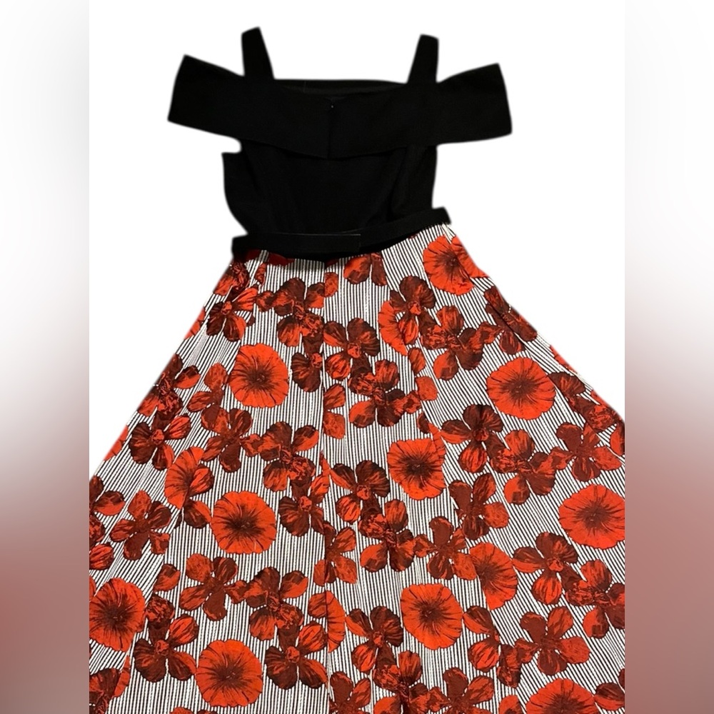 Belle Badgley Mischka Layla Rose Dress Black Floral High-Low US 4 NEW - Picture 8 of 12